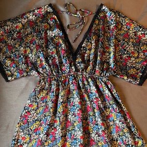 Silky Colorful Blouse with Black Lace